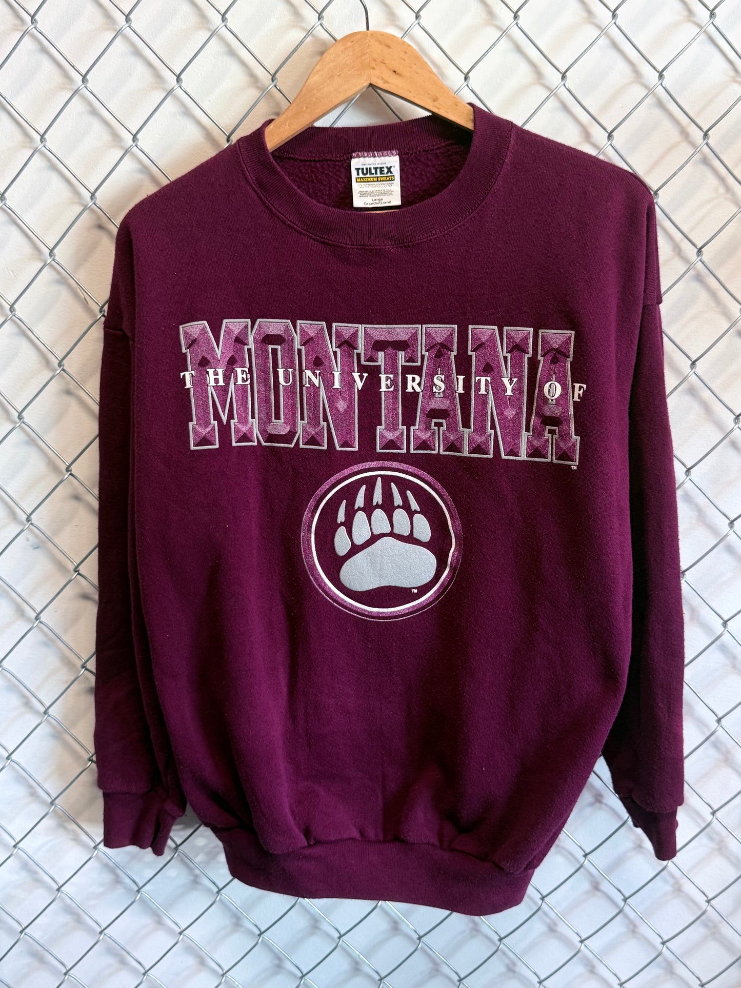 Vintage 90's University of Montana Grizzlies Red Tultex Sweater Size Large