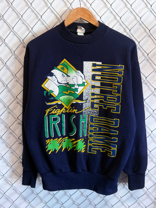 Vintage 90's Notre Dame Fighting Irish Big Print Collegiate Sweater Size Large
