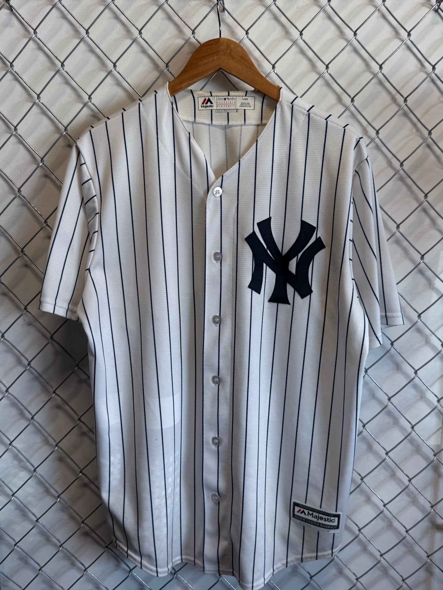 Majestic New York Yankees Pinstripe Baseball Jersey Size Large