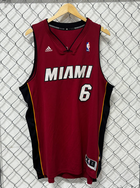 Adidas Miami Heat Lebron James #6 Red Basketball Jersey Size Large