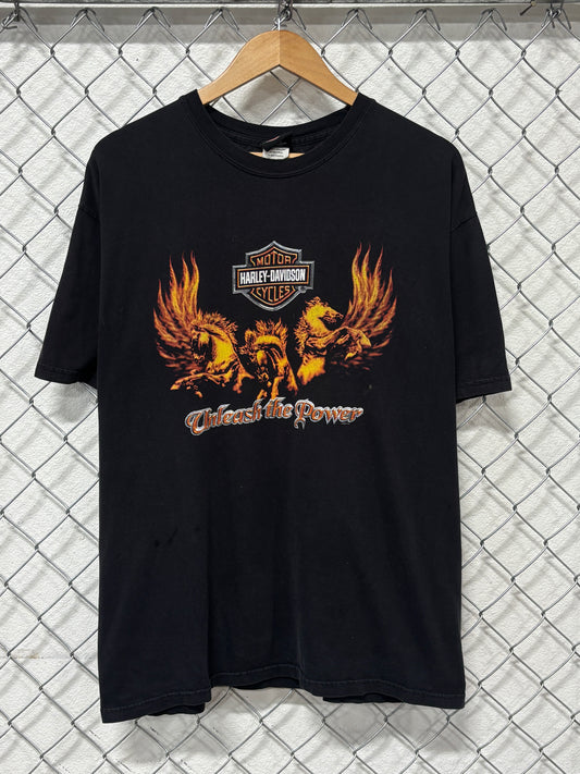 Y2K Harley Davidson Unleash the Power Biker Graphic Tee Size XL