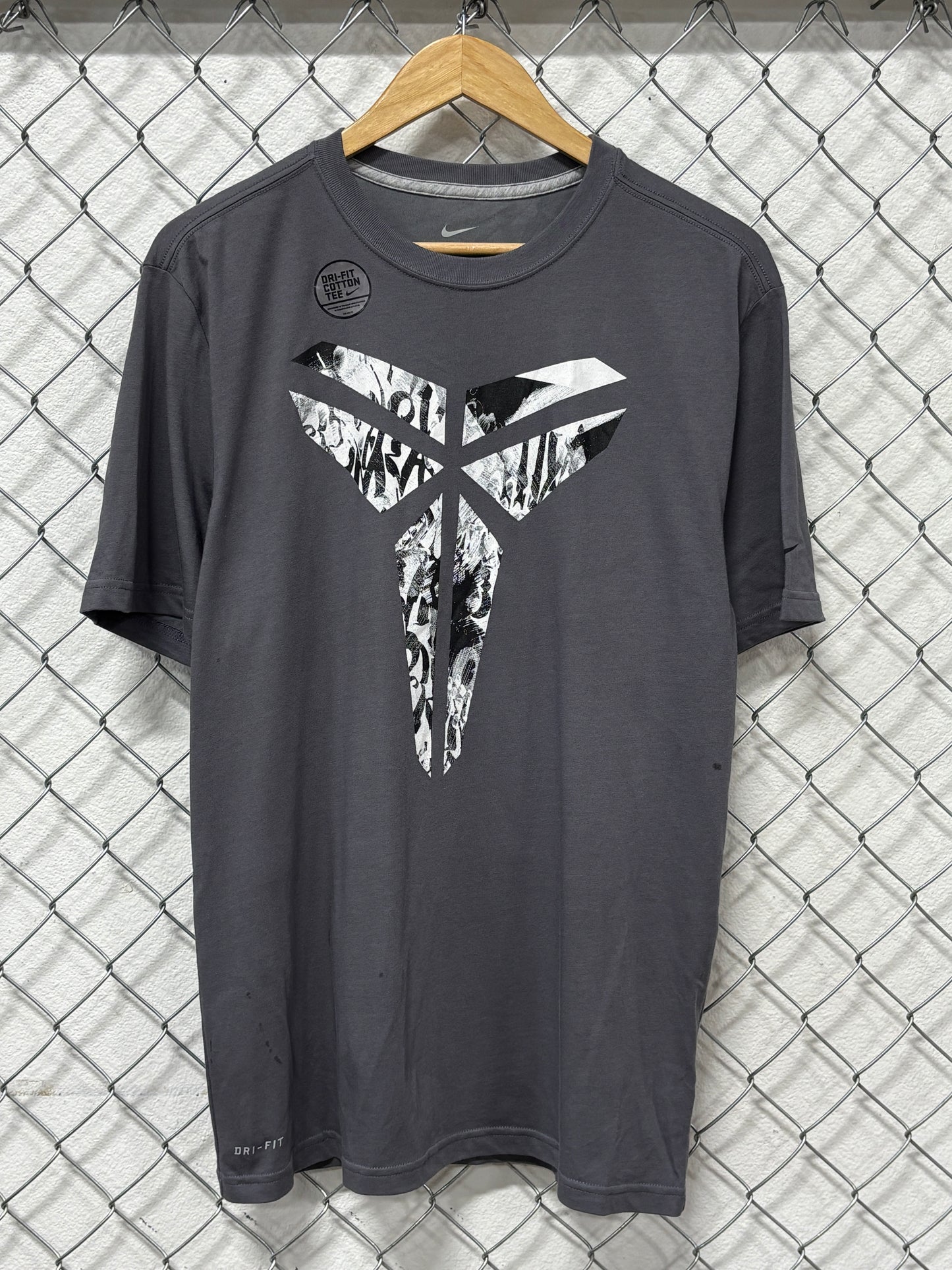 Nike Kobe Bryant Logo Grey Dri Fit Shirt Size Large