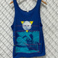 Vintage 80's Beach Volleyball Blue Tank Top Shirt Size Large