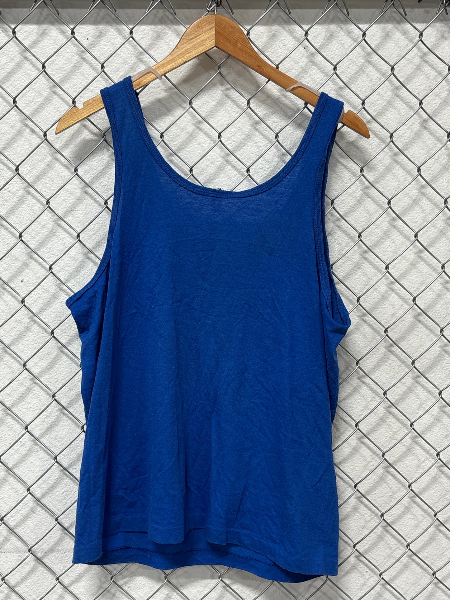 Vintage 80's Beach Volleyball Blue Tank Top Shirt Size Large