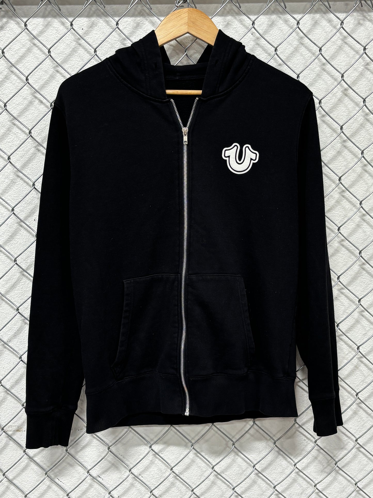 True Religion Brand Black Zip Up Hoodie Size Large