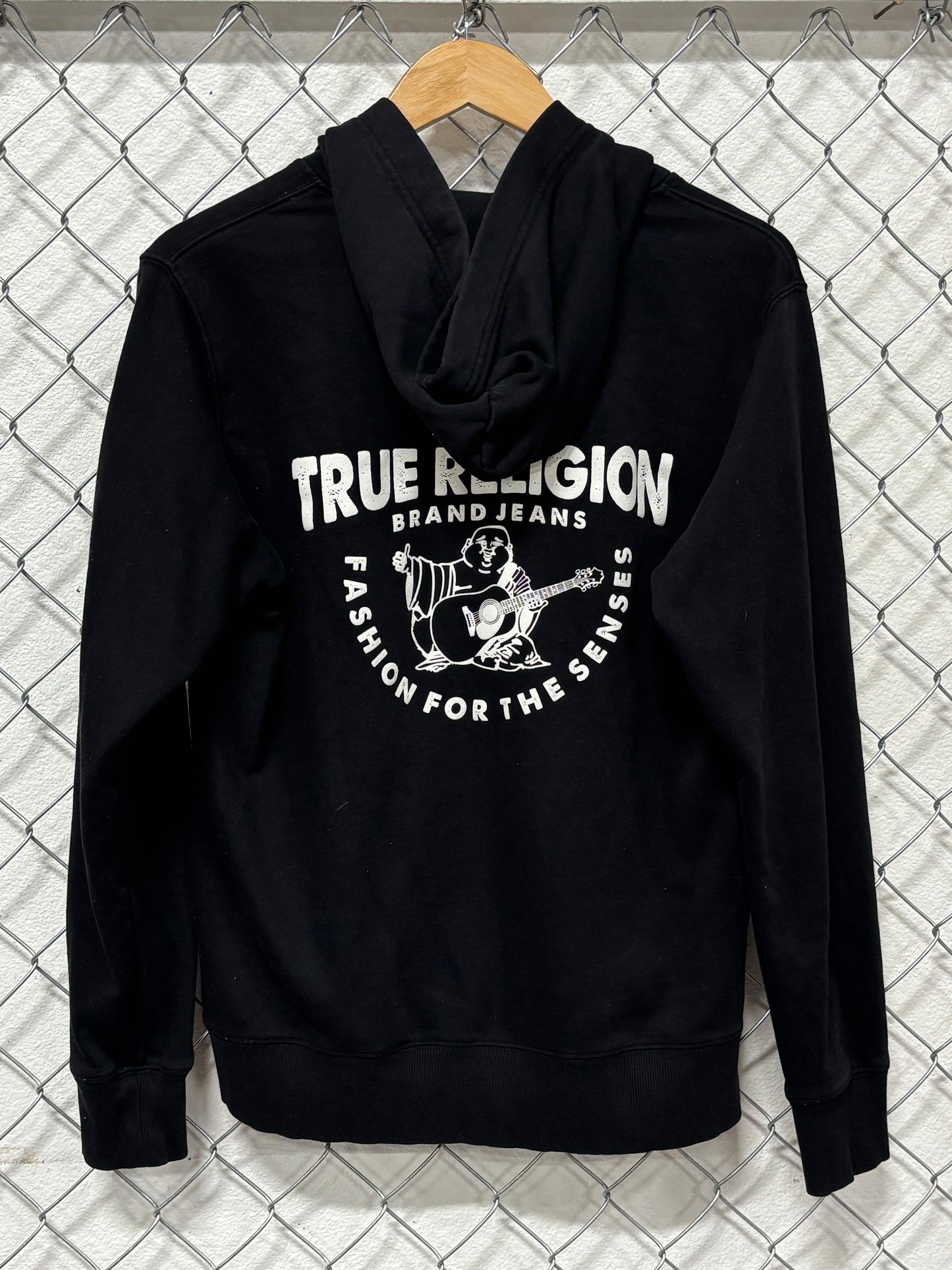 True Religion Brand Black Zip Up Hoodie Size Large