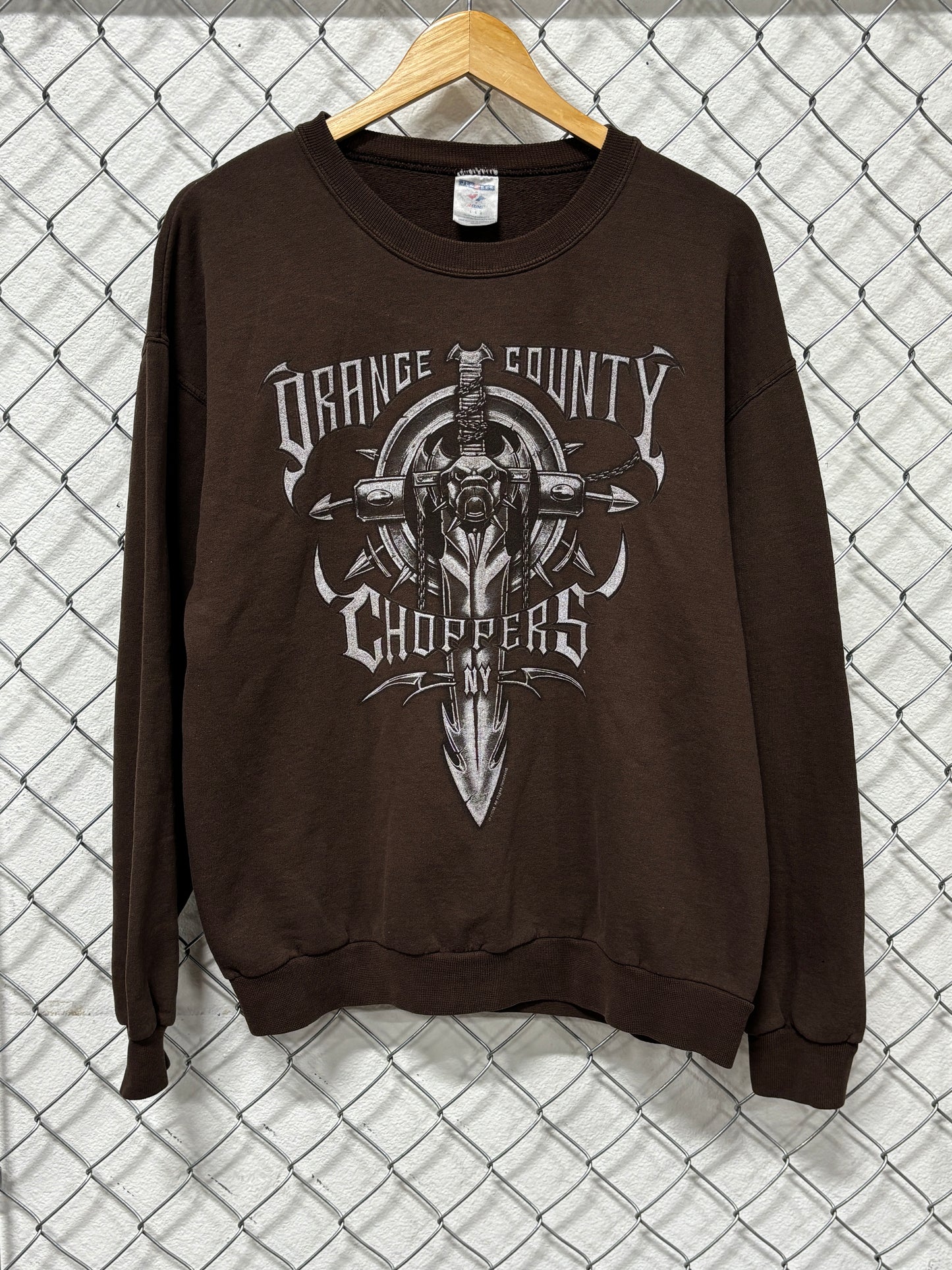 Y2K Orange County Choppers Brown Biker Sweater Size Large