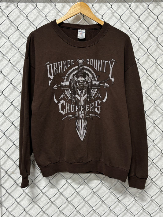 Y2K Orange County Choppers Brown Biker Sweater Size Large