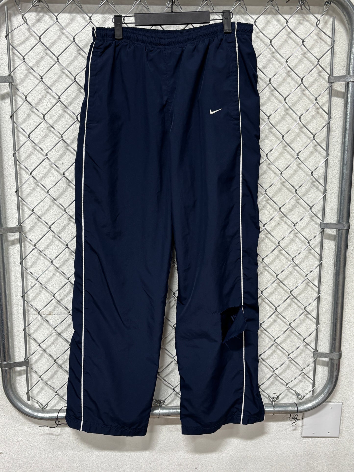 Y2K Nike Navy Blue Ripped Track Pants Size Medium