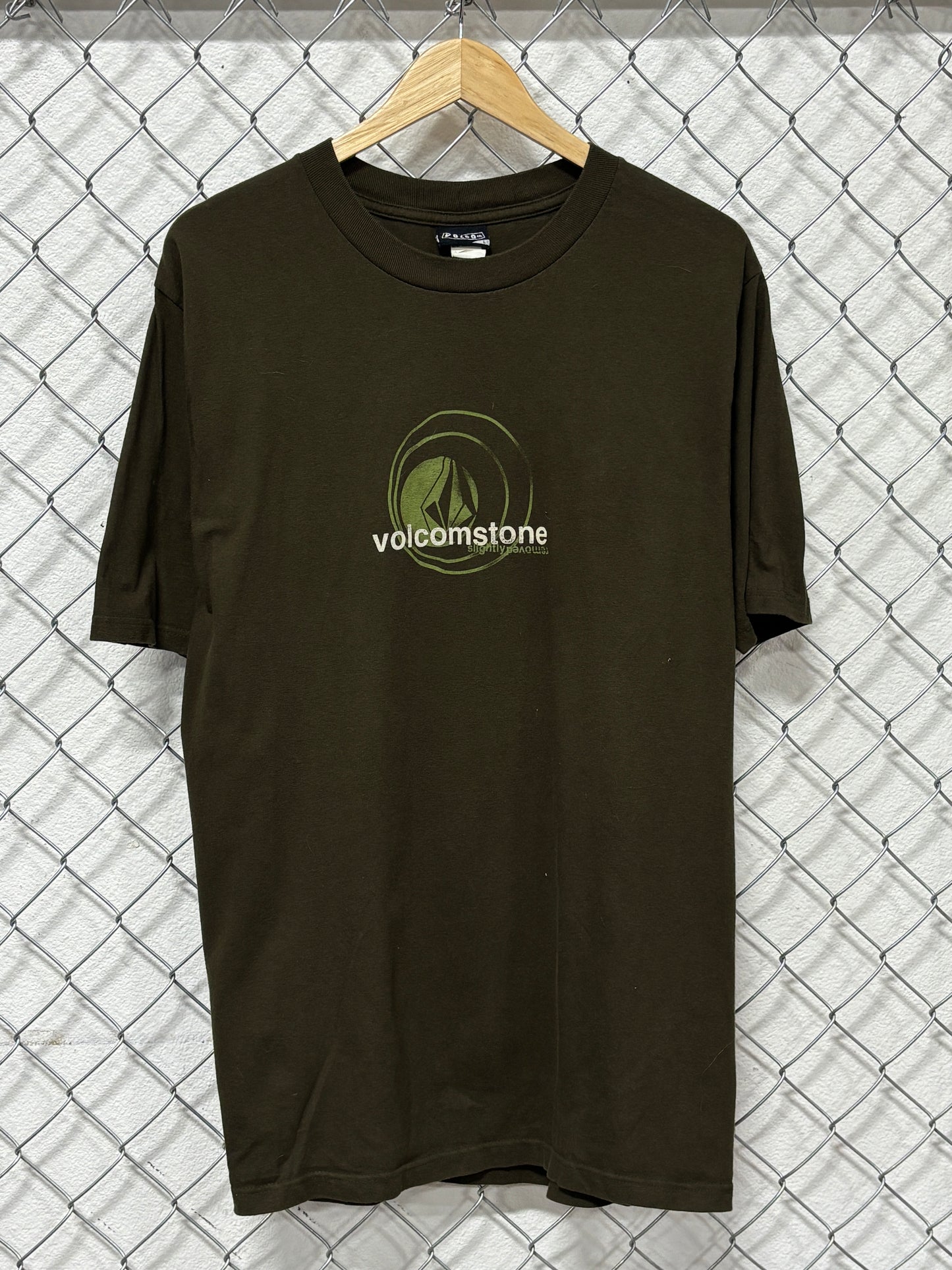 Y2K Volcom Slightly Removed Olive Green Skate Tee Size Large
