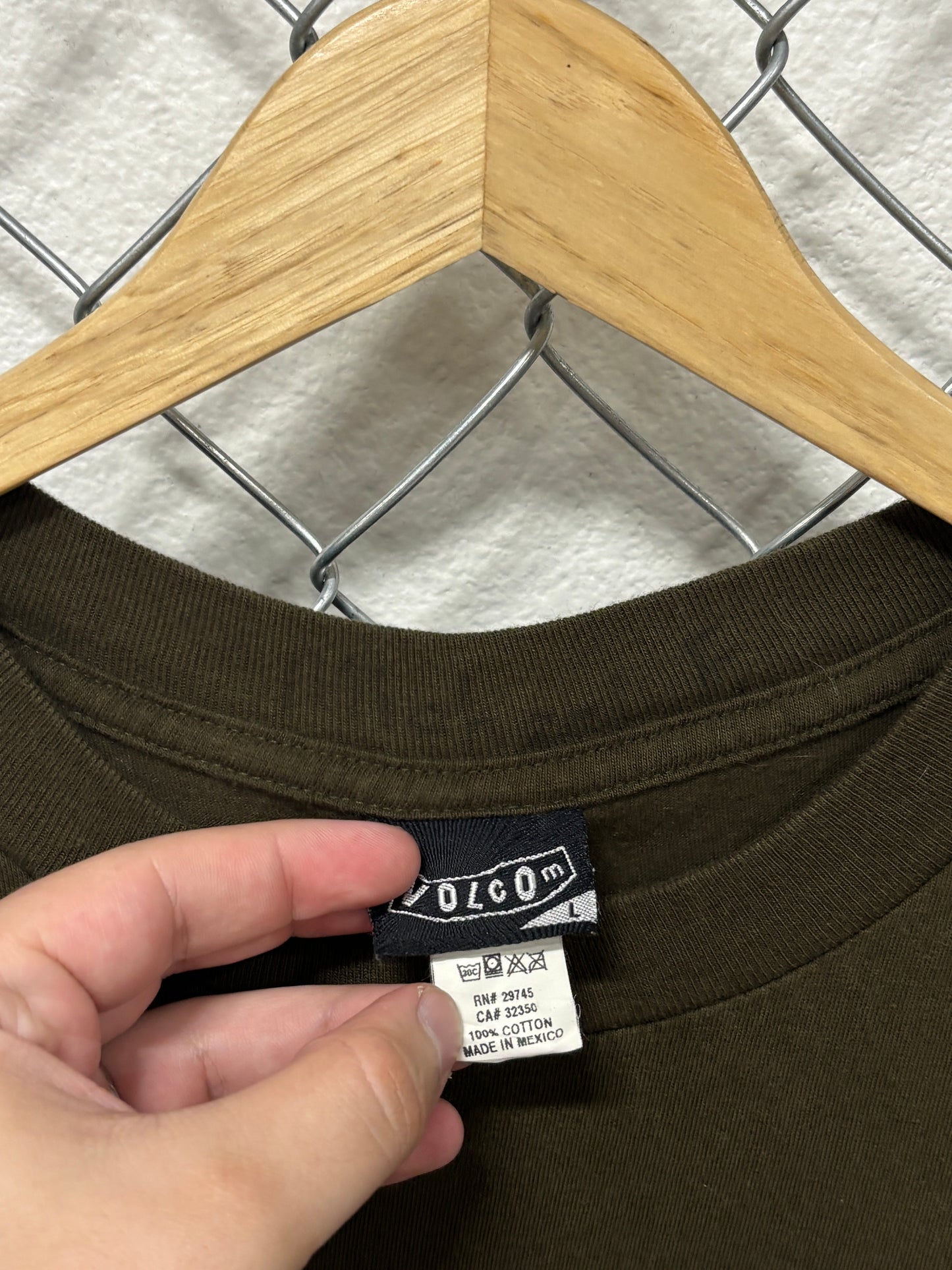 Y2K Volcom Slightly Removed Olive Green Skate Tee Size Large