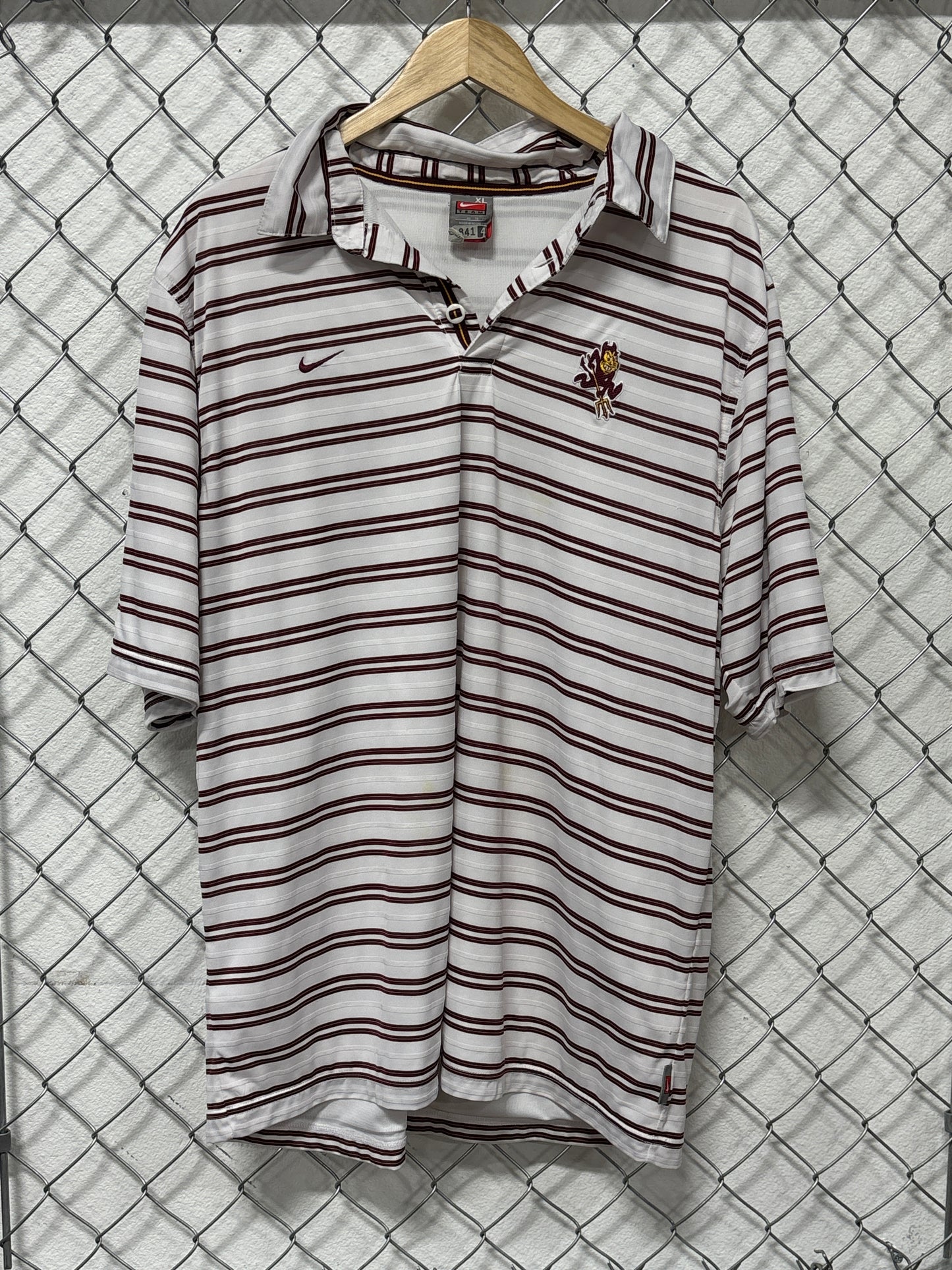 Y2K Nike Arizona Sun Devils Collegiate Striped Polo Shirt Size XL