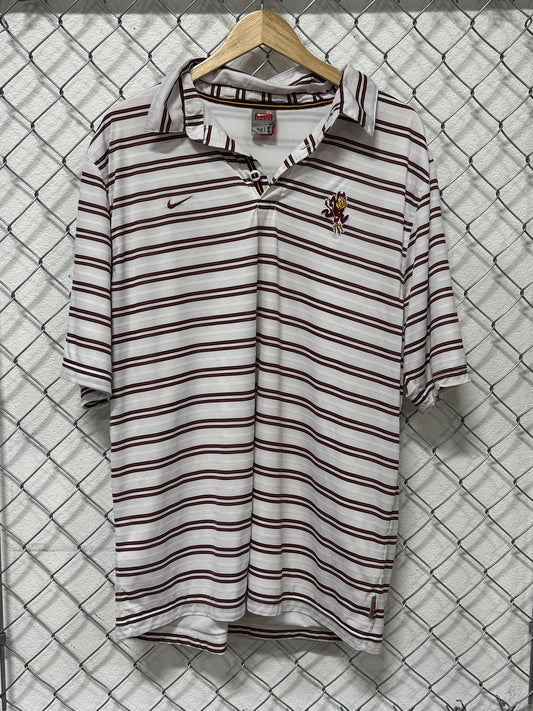 Y2K Nike Arizona Sun Devils Collegiate Striped Polo Shirt Size XL