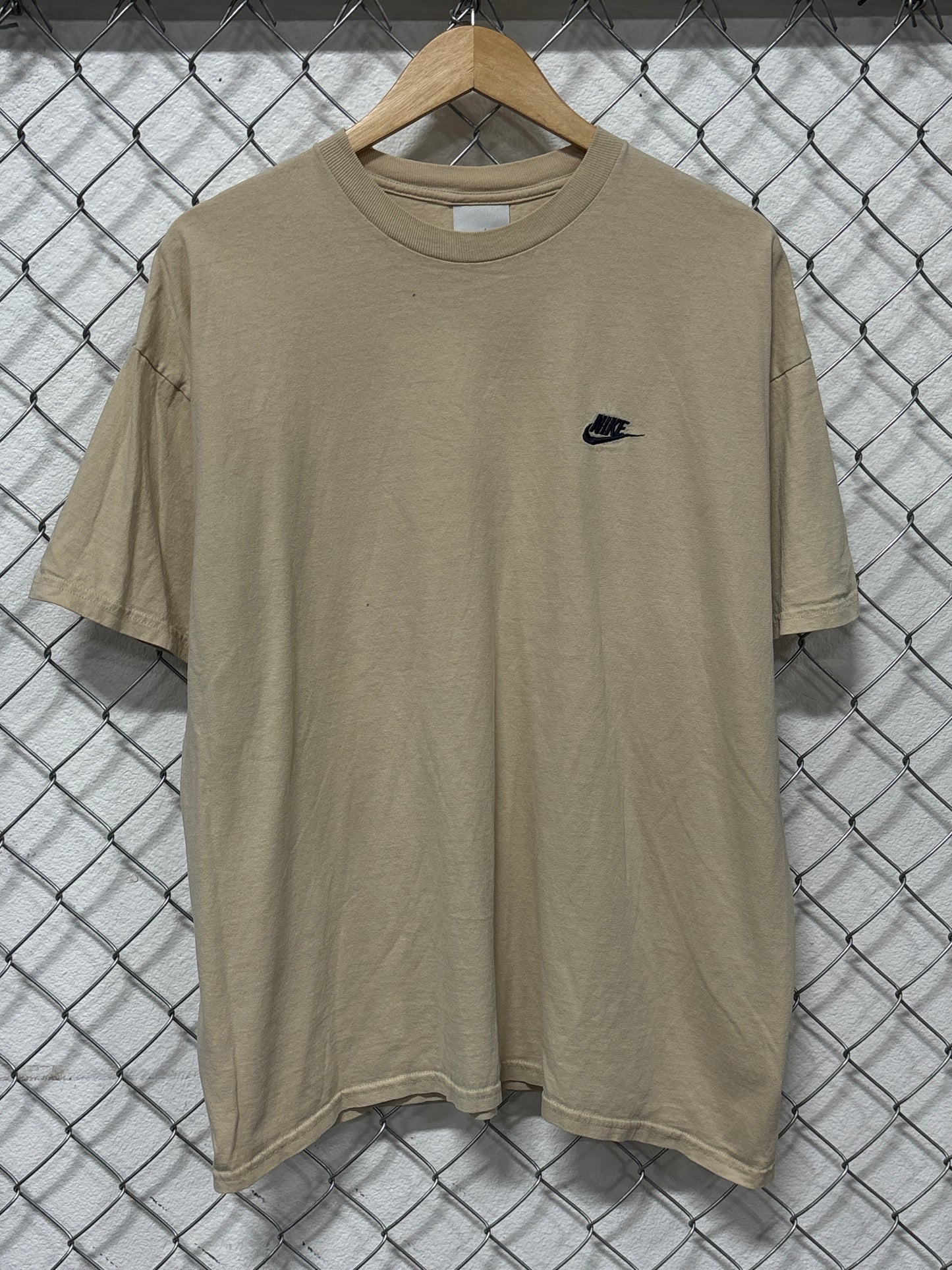 Y2K Nike Futura Tan Small Swoosh Logo Tee Size XXL