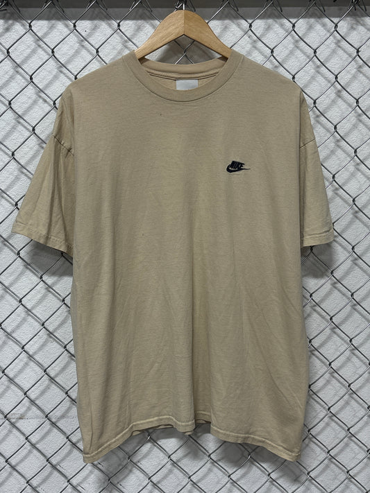 Y2K Nike Futura Tan Small Swoosh Logo Tee Size XXL
