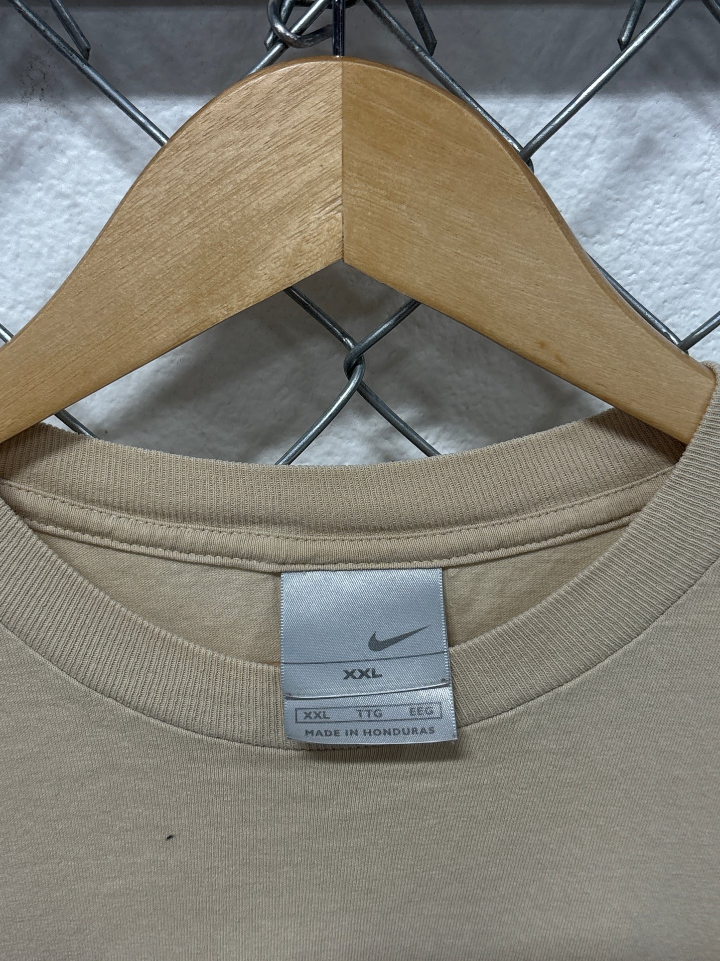Y2K Nike Futura Tan Small Swoosh Logo Tee Size XXL