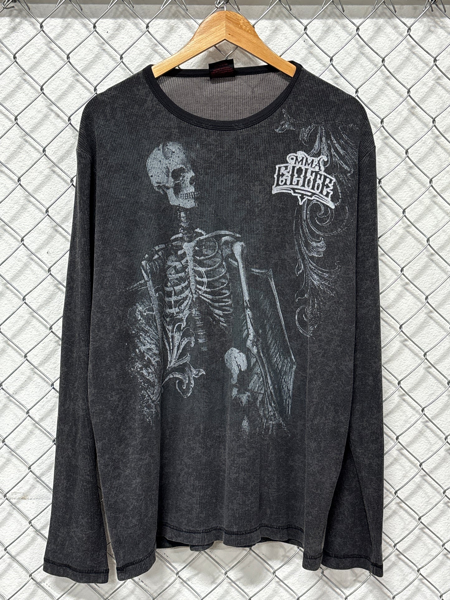 Y2K MMA Elite Skeleton Long Sleeve Thermal Shirt Size XXL
