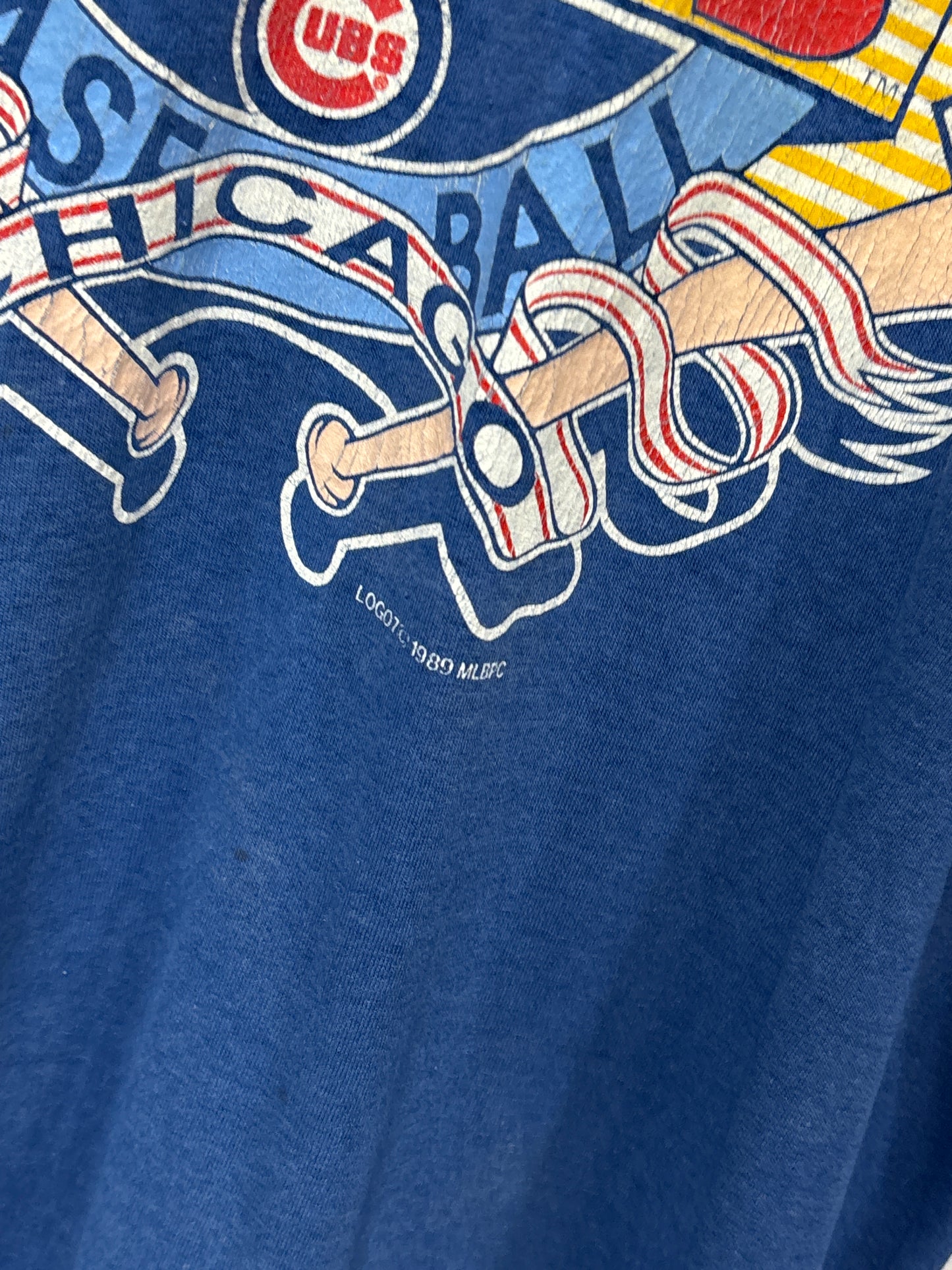 Vintage 1989 Chicago Cubs Baseball Paper Thin Graphic Tee Size Large