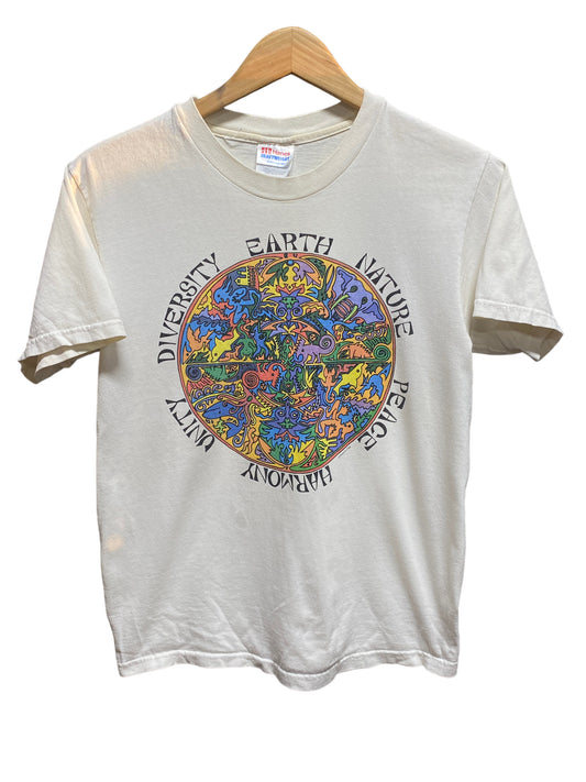 Vintage 90's Diversity Earth Nature Graphic Art Tee Size Small