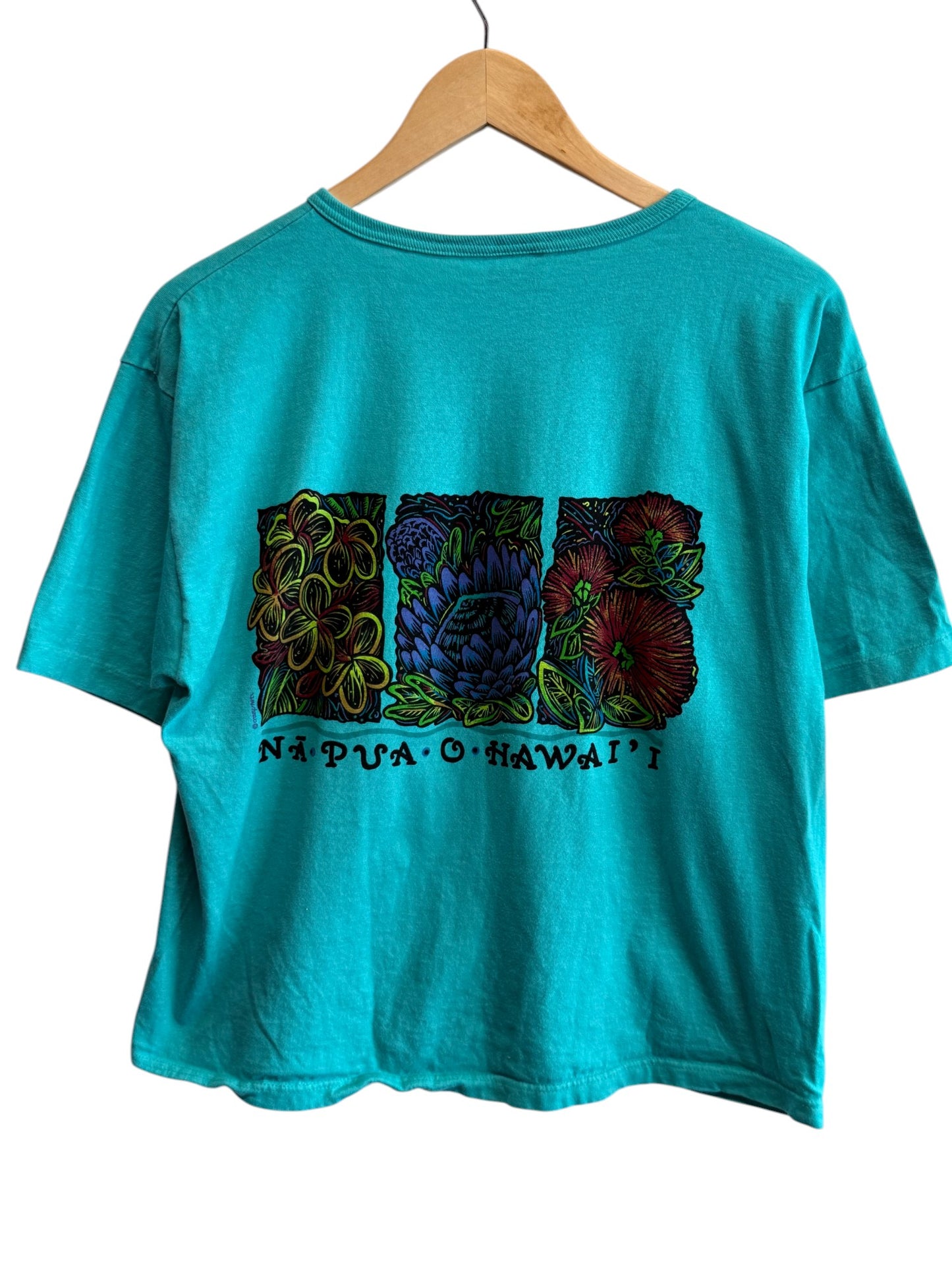 Vintage 90's Women's Napua Hawaii Tropical Island Cropped Tee Size Large