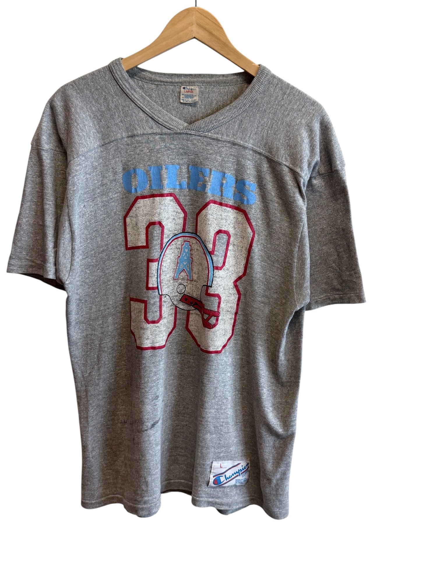 Vintage 90's Champion Houston Oilers #33 Football Graphic Tee Size Large