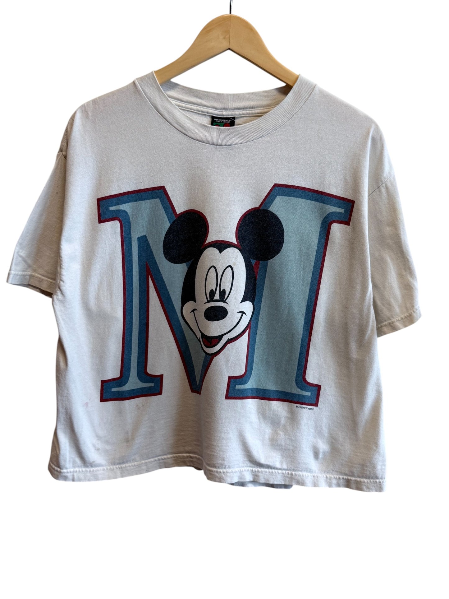 Vintage 90's Women's Mickey Mouse Cropped Cartoon Graphic Tee Size Large