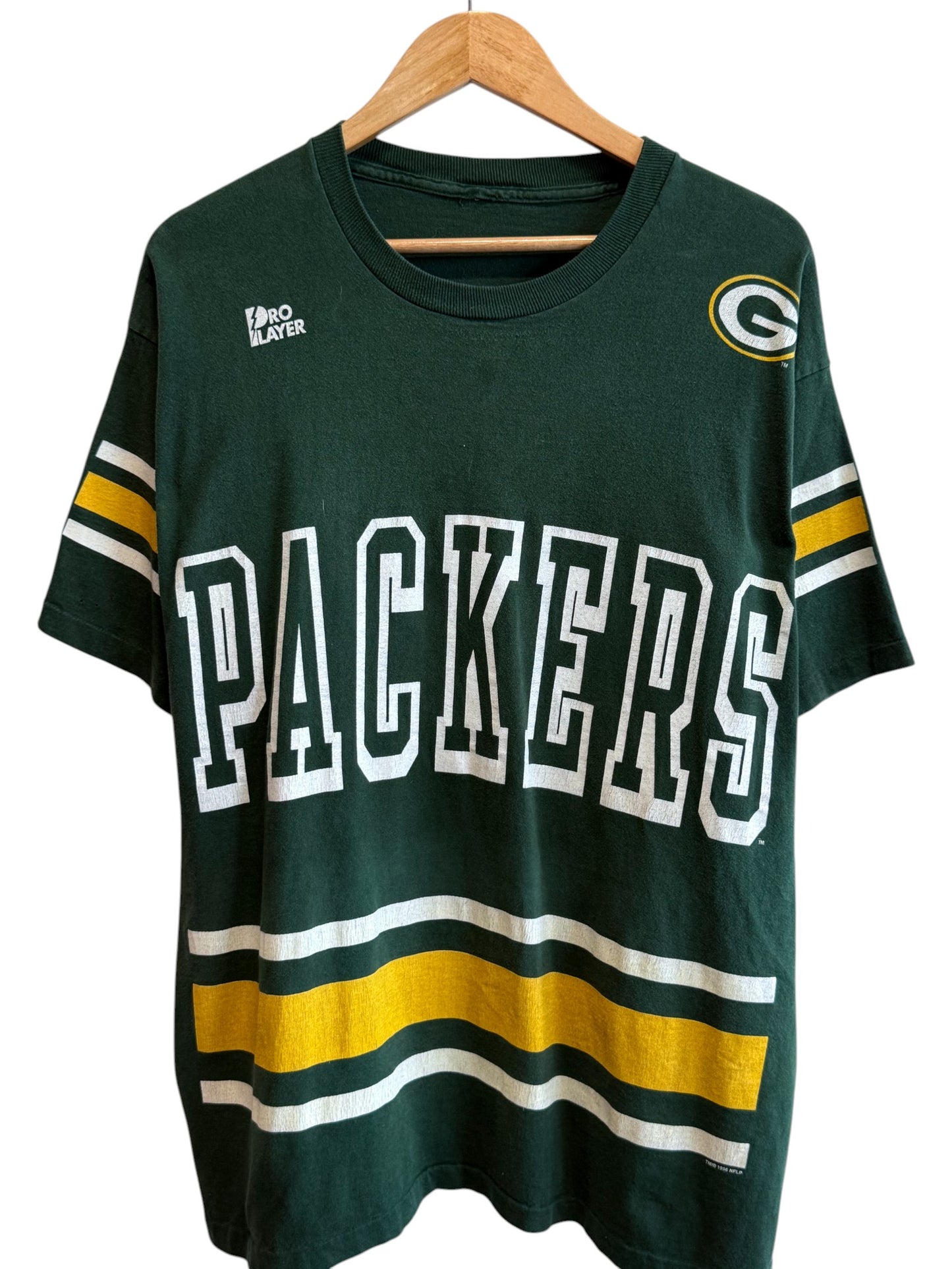 Vintage 90's Pro Player Green Bay Packers NFL Favre Graphic Tee Size XL