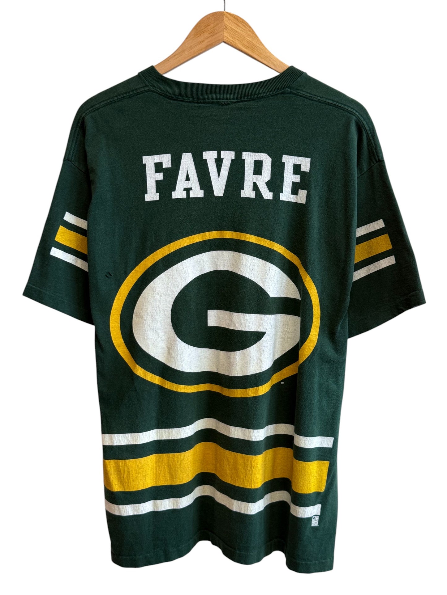 Vintage 90's Pro Player Green Bay Packers NFL Favre Graphic Tee Size XL
