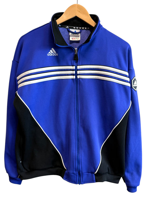 Vintage 90's Adidas Three Striped Zip Up Fleece Jacket Size XL