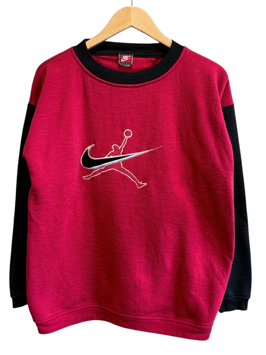 Vintage 90's Nike Swoosh Jumpman Logo Red Sweater Size Large