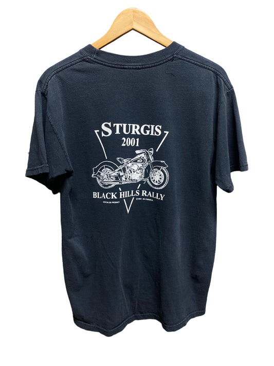 2001 Sturgis Black Hills Ride with Pride Biker Graphic Tee Size Large