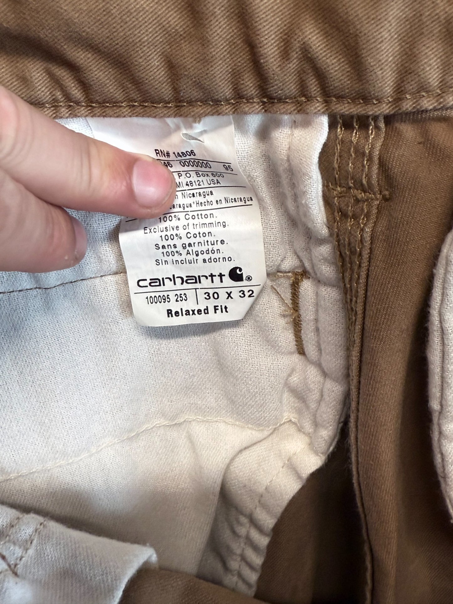 Carhartt Relaxed Fit Brown Carpenter Pants Size 30x32