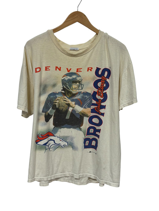Vintage 90's Denver Broncos John Elway NFL Graphic Tee Size Medium