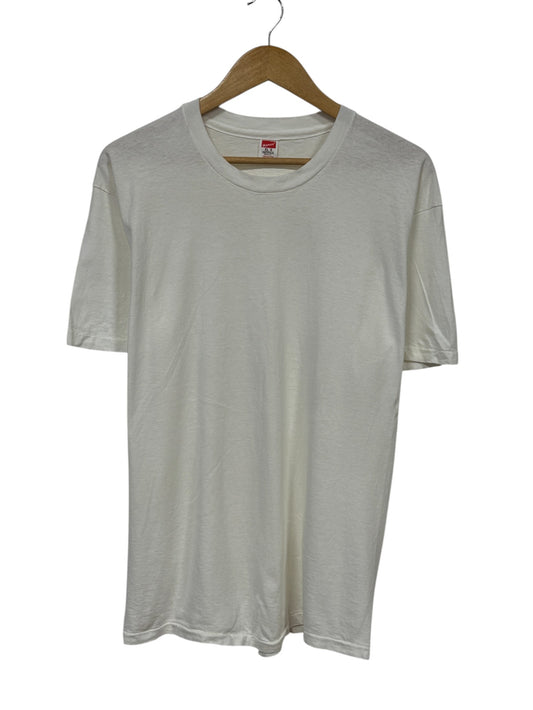 Vintage 80's Hanes Single Stitch White Blank Tee Size XL