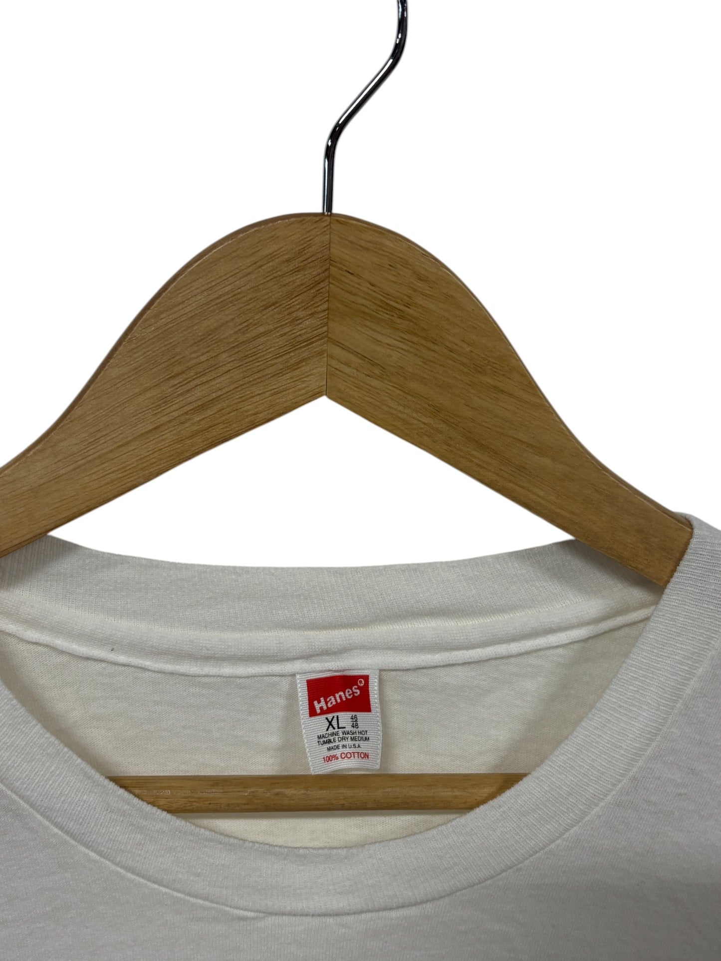 Vintage 80's Hanes Single Stitch White Blank Tee Size XL