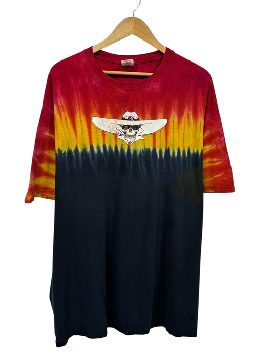 Vintage Y2K Bone Daddy's Red Lodge Montana Biker Tie Dye Tee Size XXL