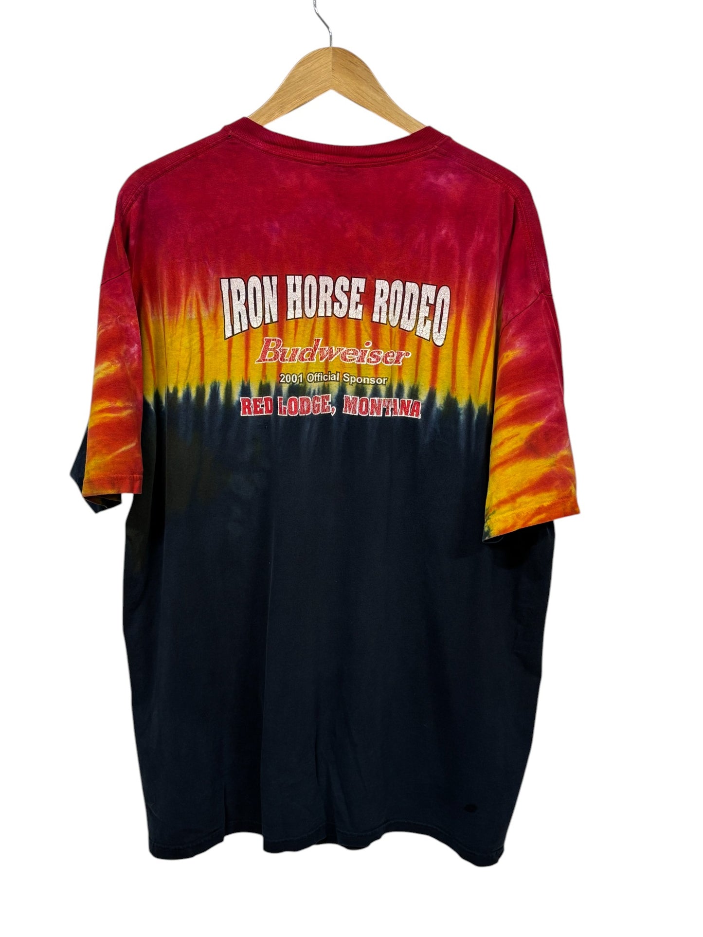 Vintage Y2K Bone Daddy's Red Lodge Montana Biker Tie Dye Tee Size XXL