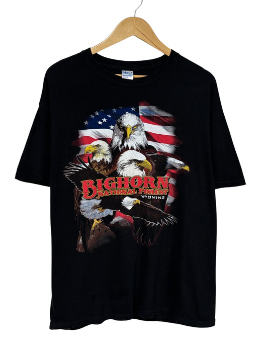 Vintage Y2K Bighorn National Forest Bald Eagle Graphic Tee Size Large