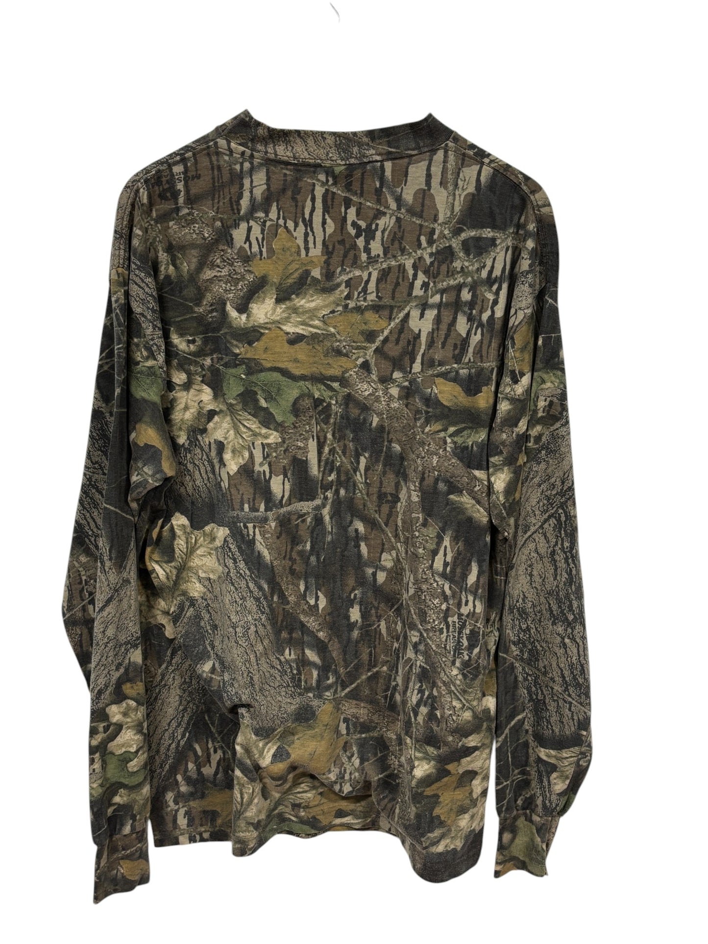 Vintage 90's Sasquatch Woodland Camo Long Sleeve Hunting Shirt Size XL