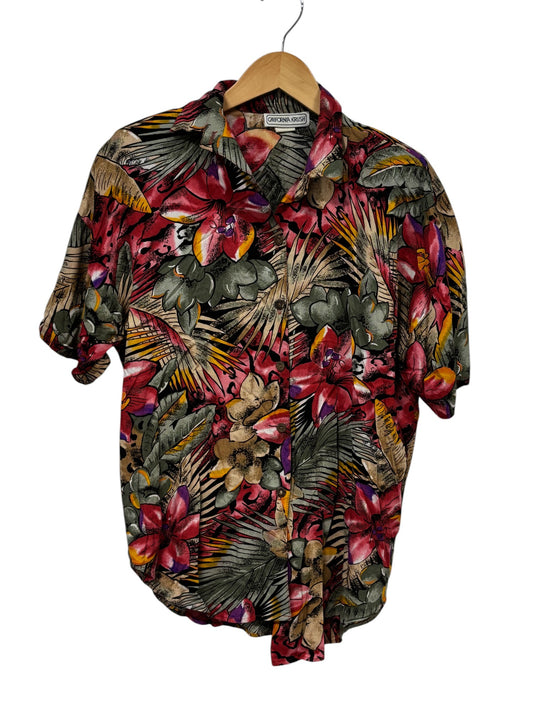 Vintage 90's Women's Floral Short Sleeve Button Up Shirt Size Medium