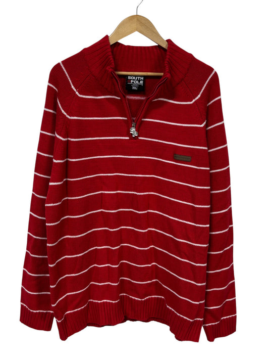 Vintage Y2K South Pole Striped Quarter Zip Sweater Size XXL