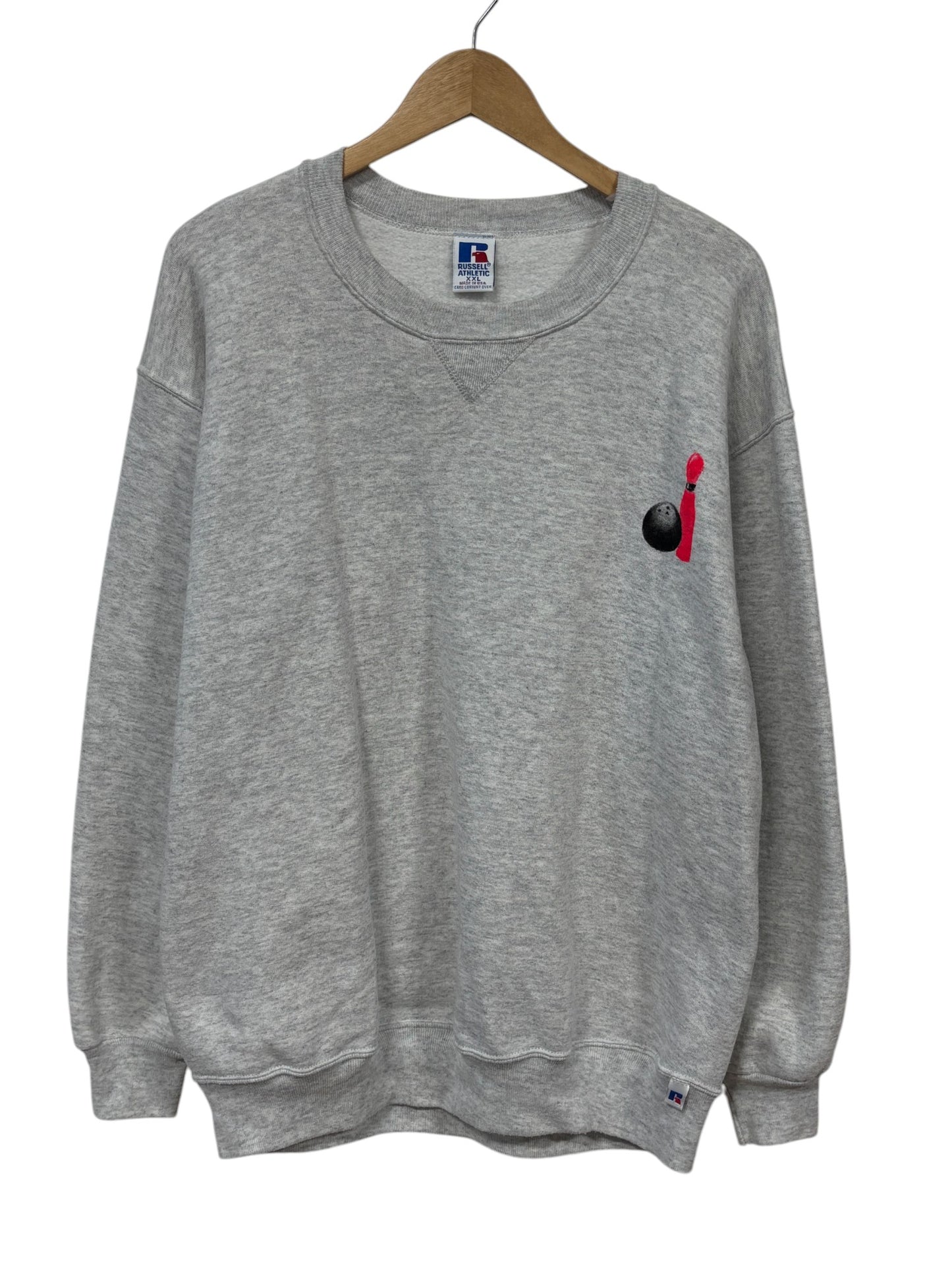 Vintage 90's Russell Athletic Grey Bowling Graphic Sweater Size XXL
