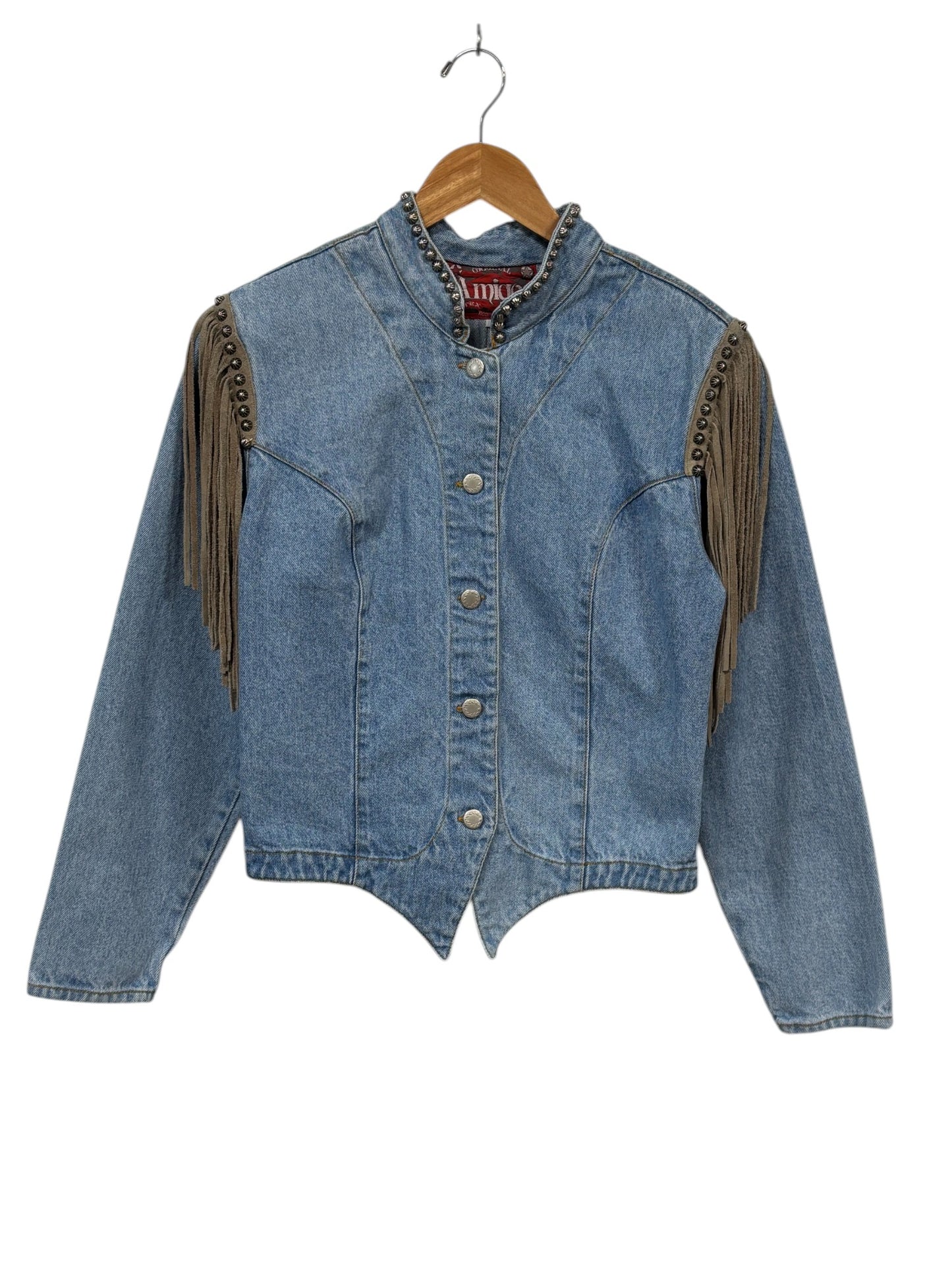 Vintage Women's Amigos Western Denim Fringe Jacket Size Medium
