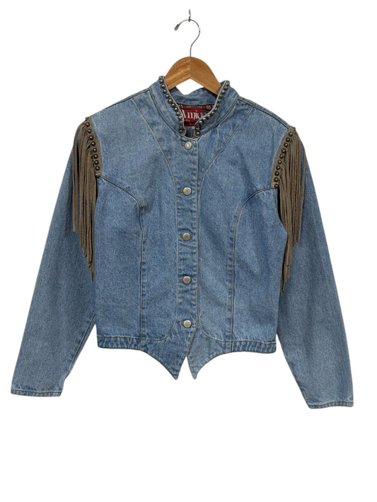 Vintage Women's Amigos Western Denim Fringe Jacket Size Medium