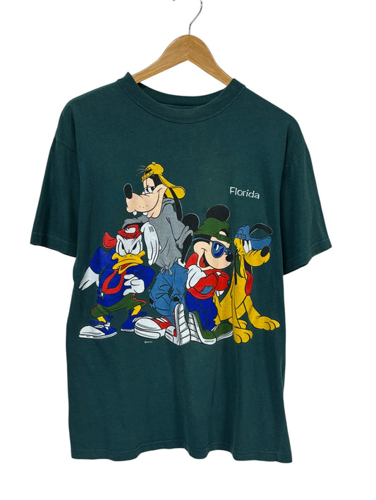 Vintage 90's Disney Mickey Mouse Cartoon Hip Hop Style Tee Size Large