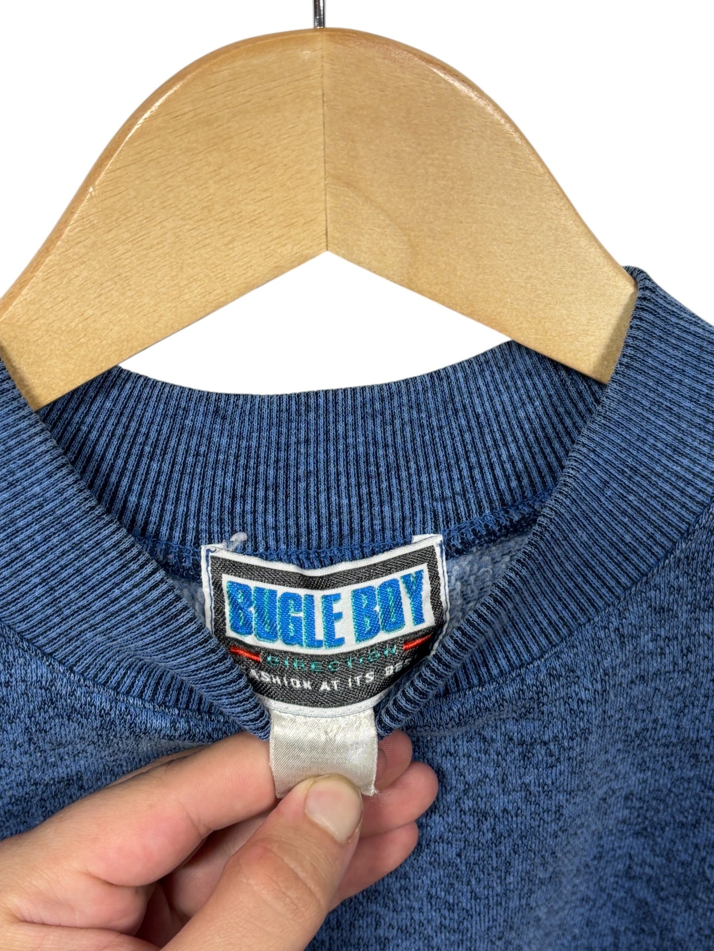 Vintage 90's Bugle Boy Dimension Blue Crewneck Sweater Size Medium