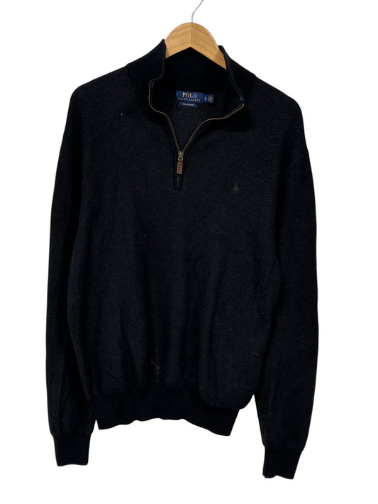 Polo Ralph Lauren Pima Cotton Black Quarter Zip Sweater Size XL