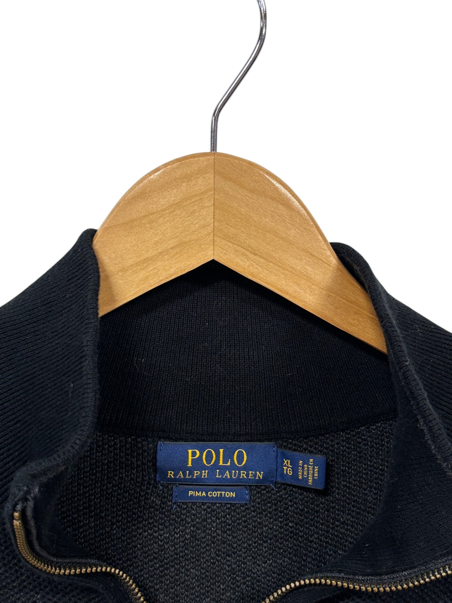 Polo Ralph Lauren Pima Cotton Black Quarter Zip Sweater Size XL