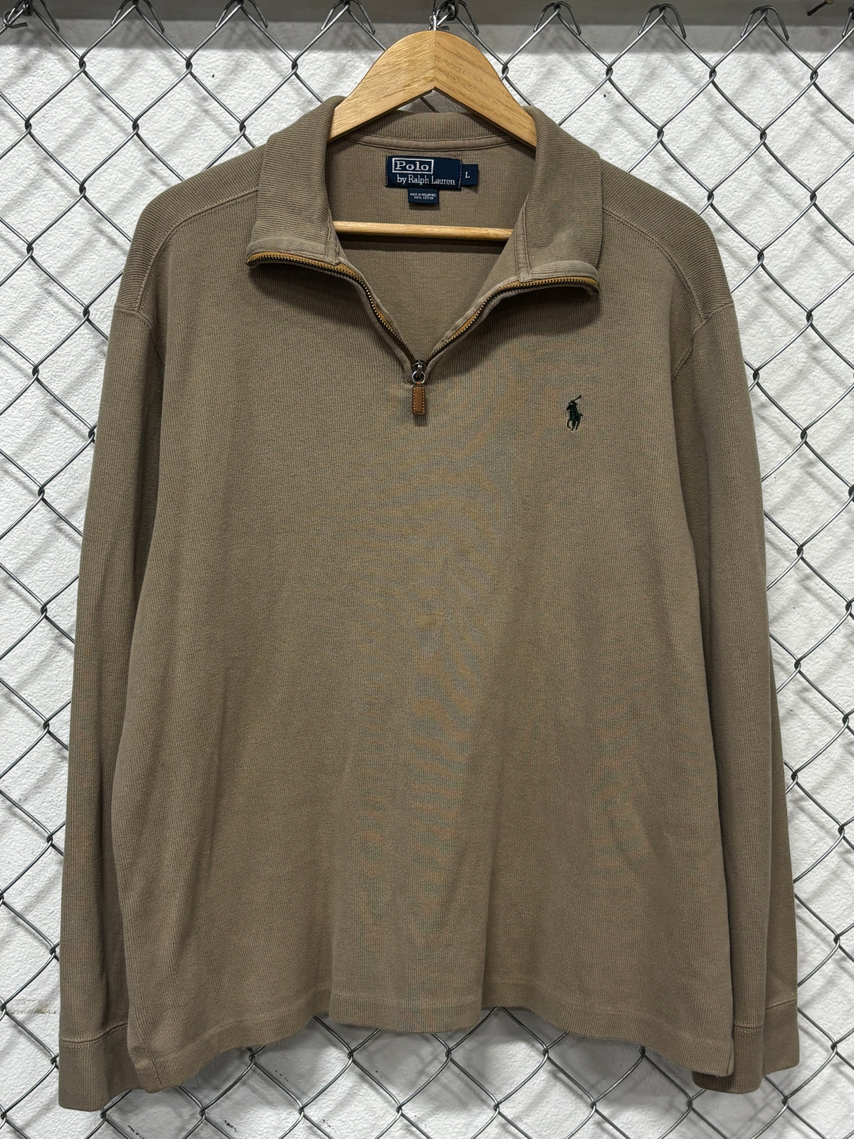 Vintage Polo Ralph Lauren Brown Quarter Zip Sweater Size Large