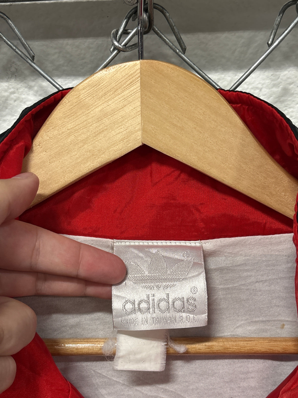 Vintage 80's Adidas Red Black Zip Up Windbreaker Jacket Size XL